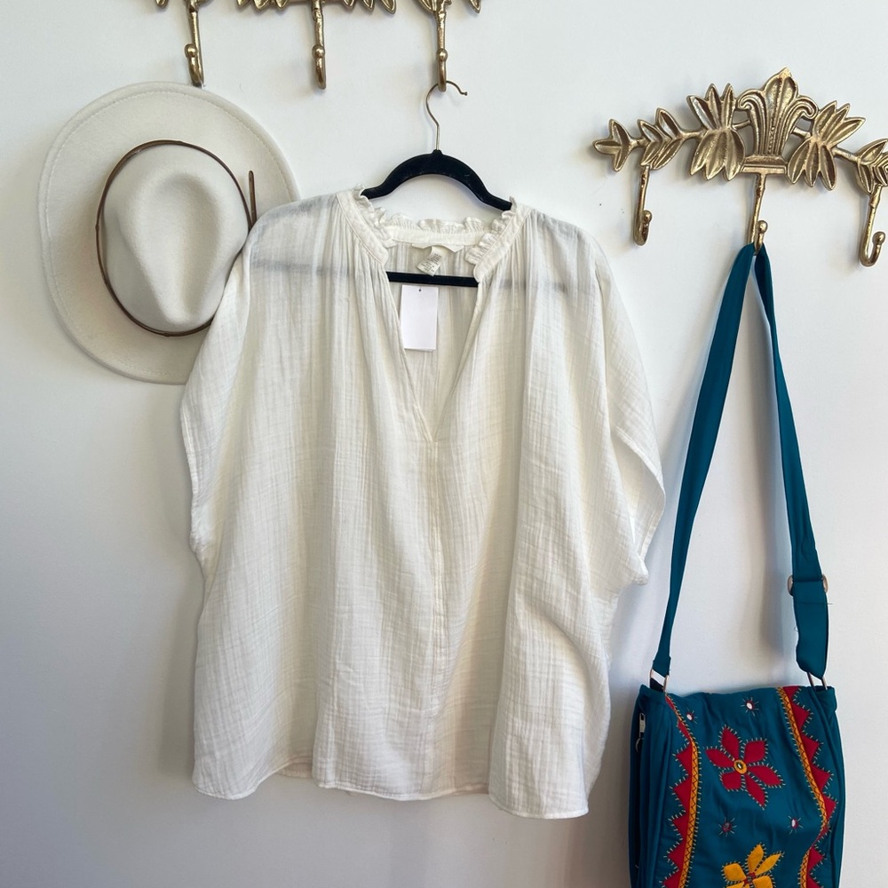🆕100%cotton flowy voluminous blouse XXL - Picture 2 of 3
